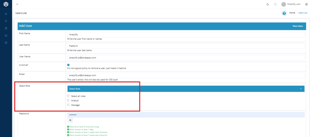 Assign Users Roles